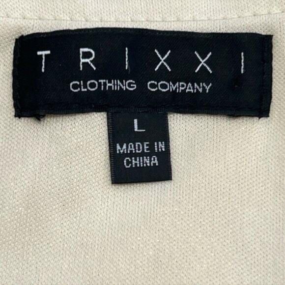 Trixxi Clothing Company Mini Dress Gold/Ivory Spaghetti Straps Prom Party Size L - Picture 7 of 7